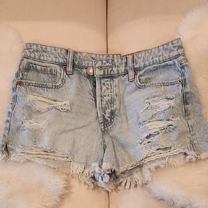 Aeropostale Light Wash Ripped Jean Shorts